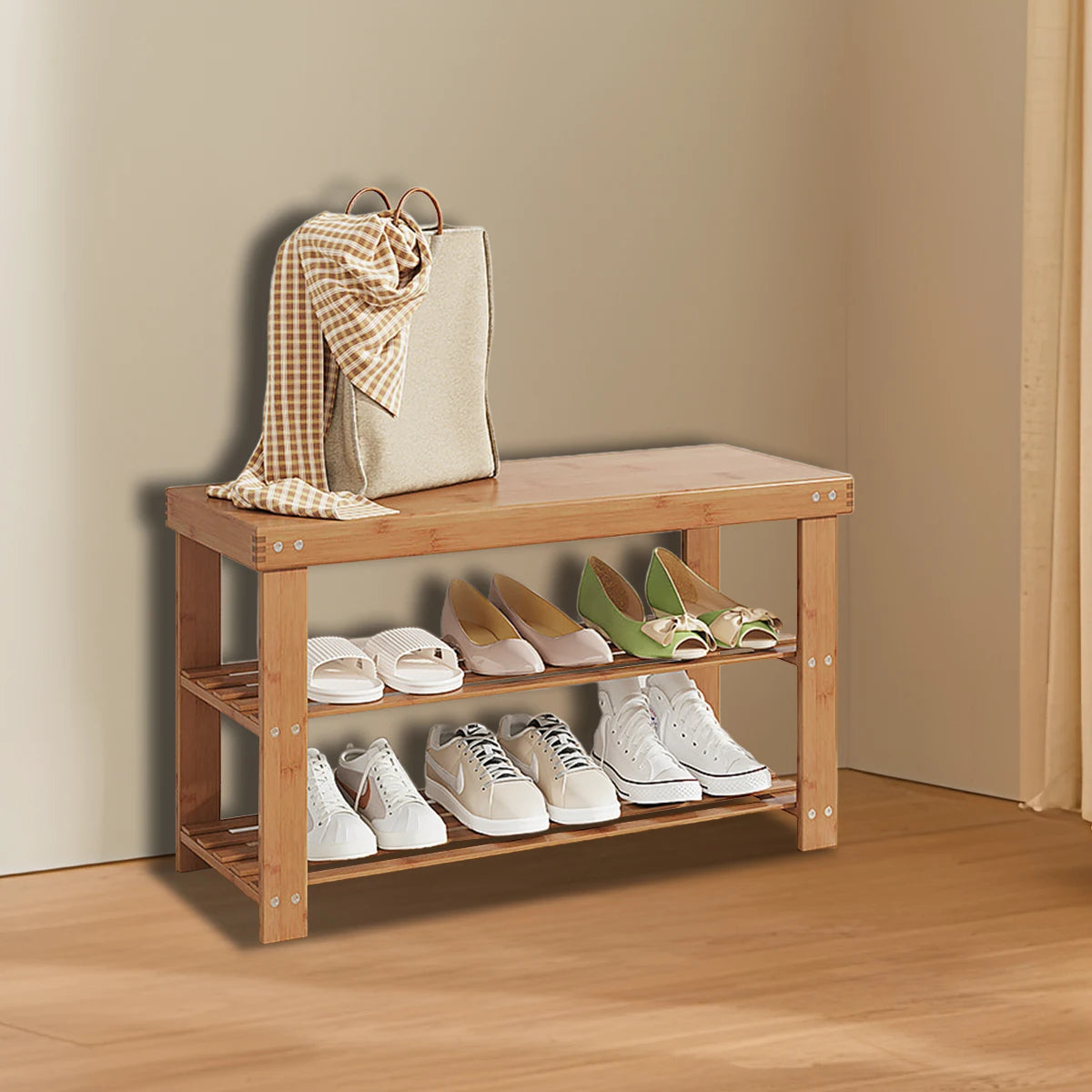 Stackable Bamboo Shoe Rack