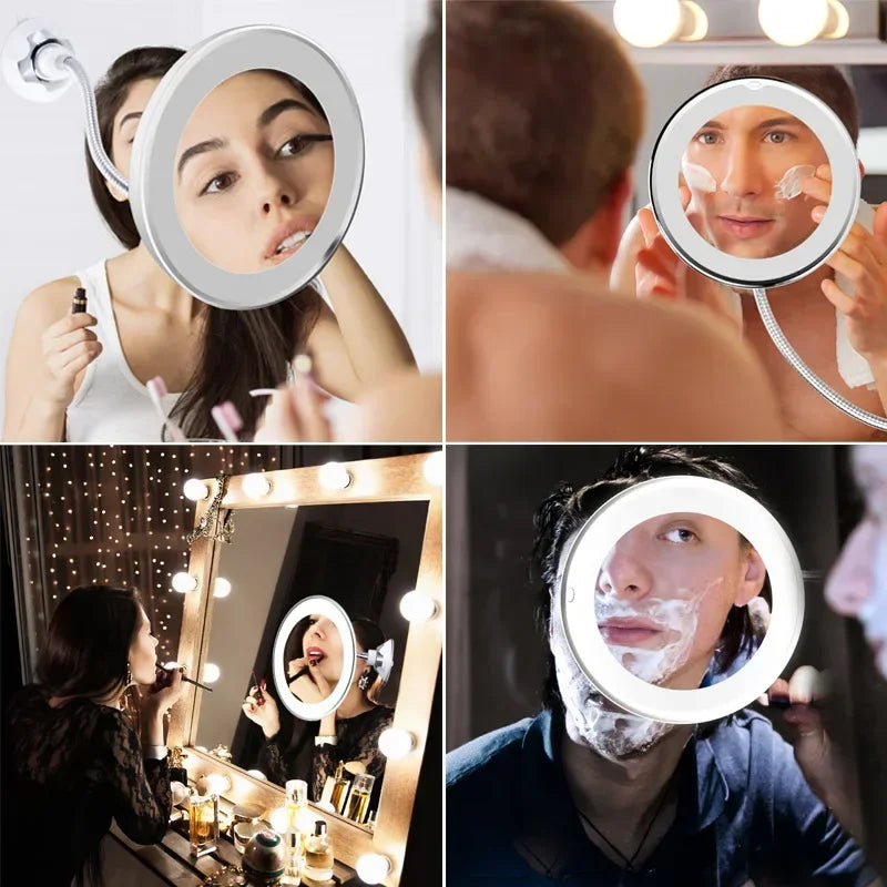 10X Magnifying LED Makeup Mirror with Flexible Gooseneck