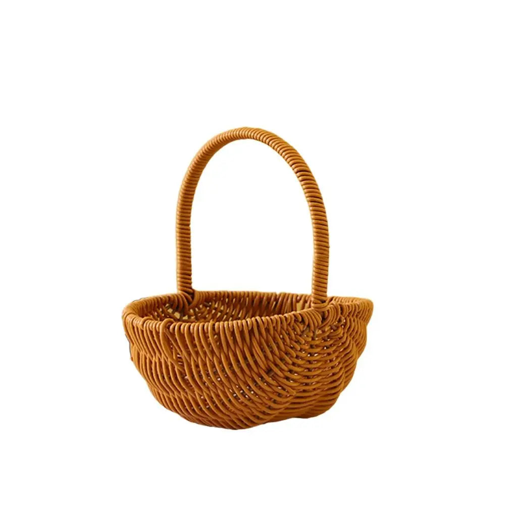 Woven Rattan Storage Basket with Handle