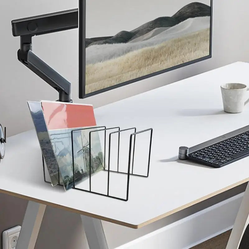 Black Iron Desktop Record Rack