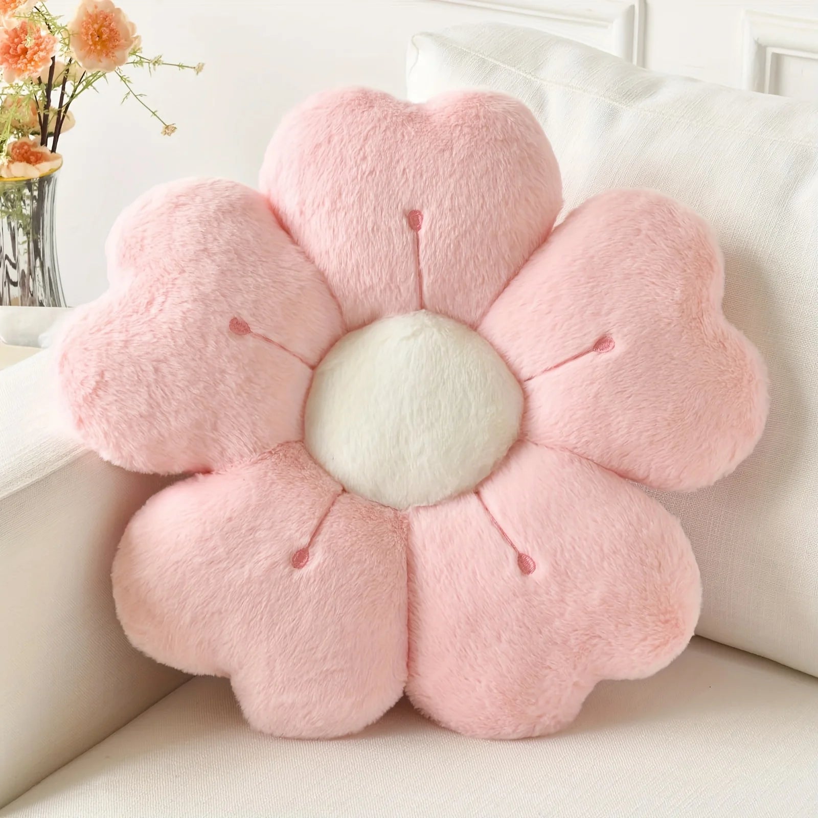 Flower Shaped Plush Throw Pillow