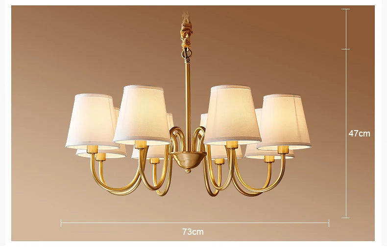 Copper and Fabric Retro Chandelier