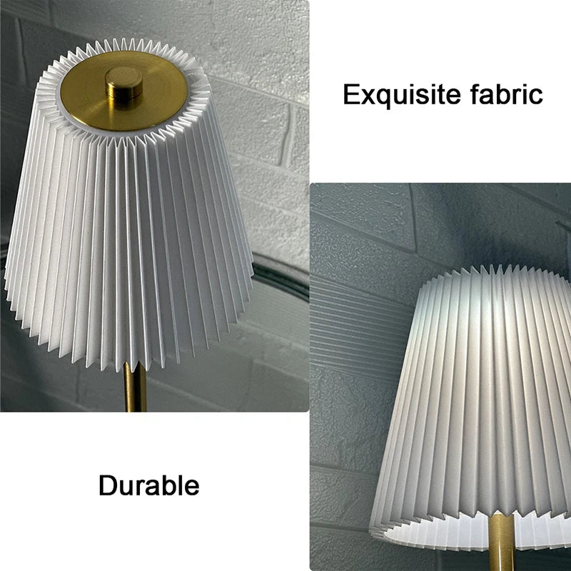 Cordless Pleated Nightstand Lamp