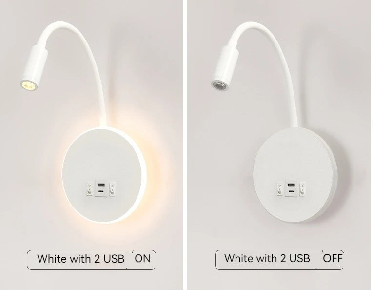 Gooseneck Reading Wall Lamp with USB