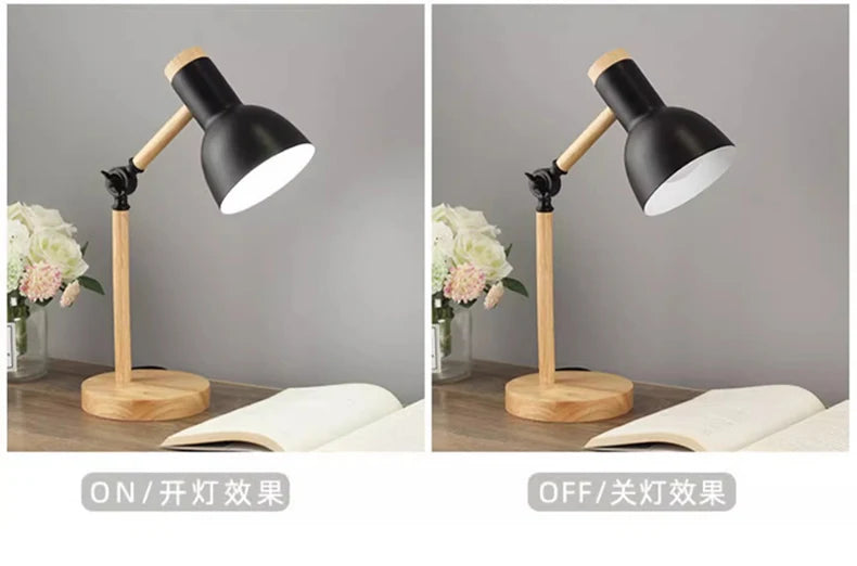 Nordic Wooden Turn Head Table Lamp