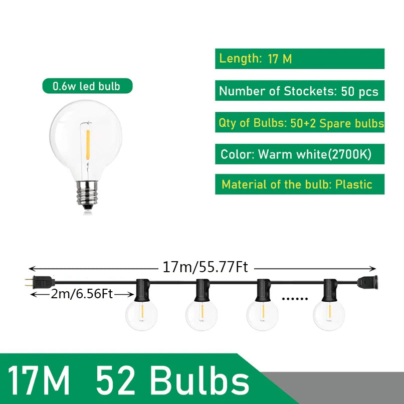 G40 Globe Festoon Patio String Lights