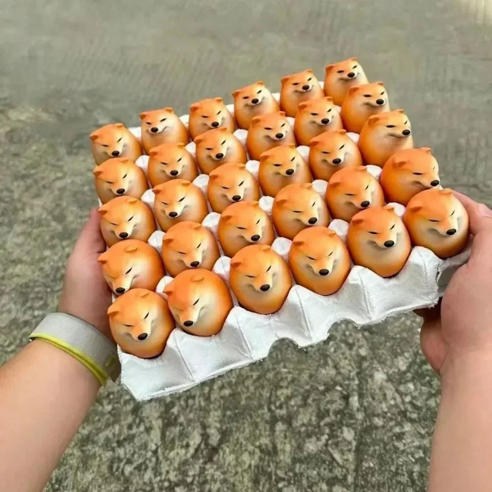 Cute Shiba Inu Egg Figurine Realistic Dog Statue Desktop