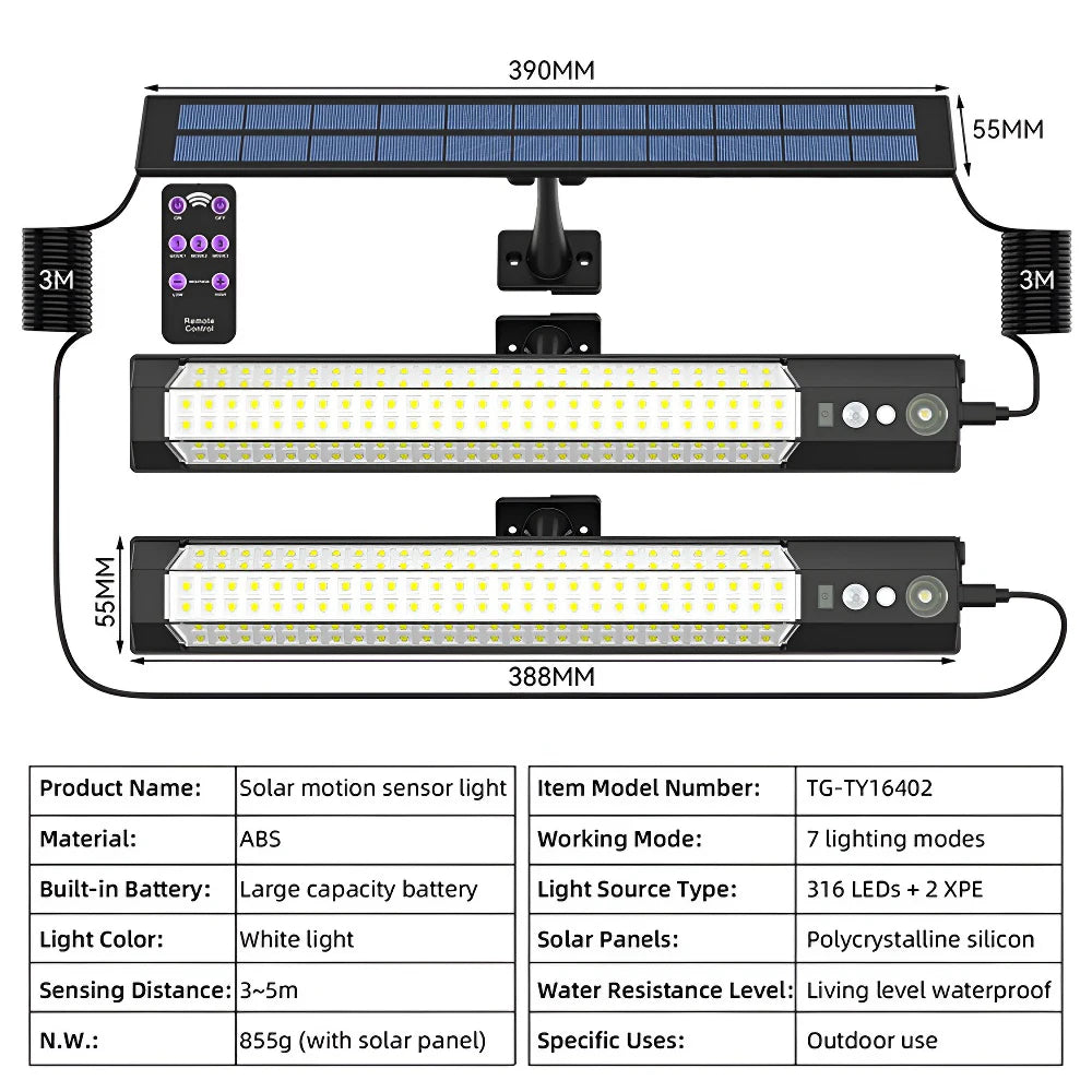 316 LED Solar Security Wall Light