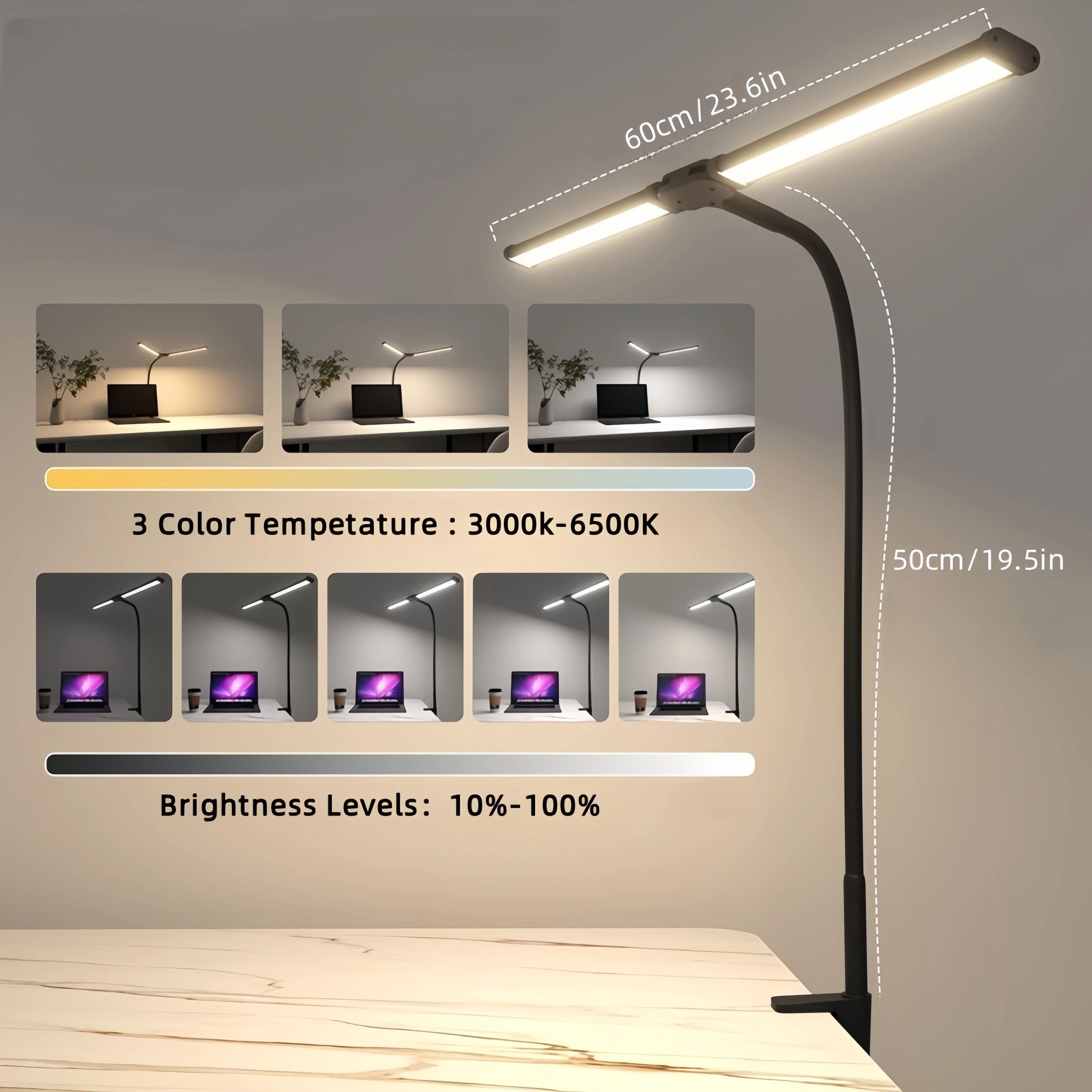 Double Single Head Led Clip Desk Lamp Dimmable Computer Table Lamps
