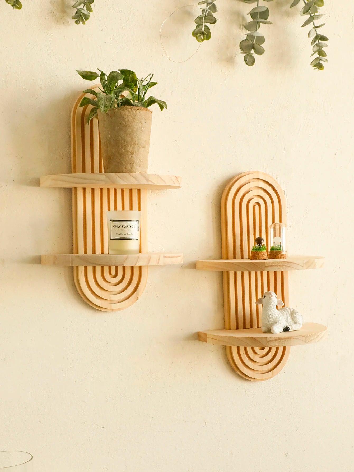 Boho Geometric Wooden Wall Shelf