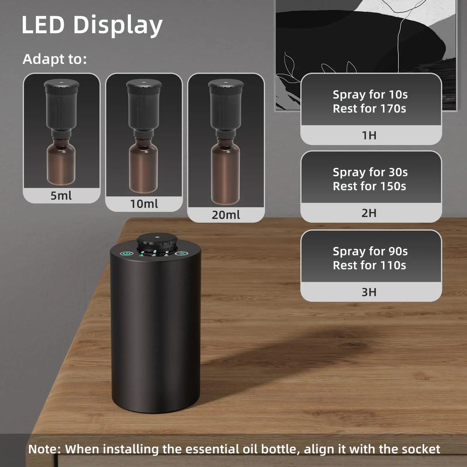 Waterless Essential Oil Diffuser Battery Operated Cordless Aromatherapy