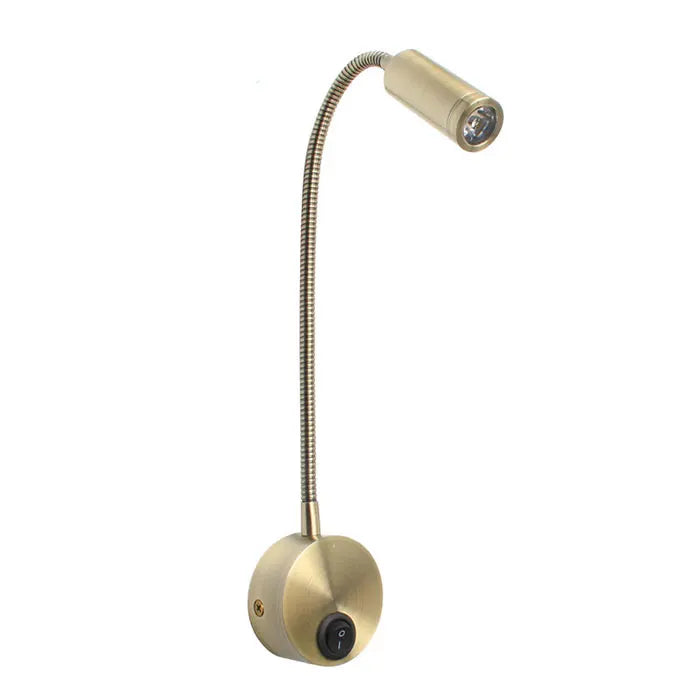Bronze 3W LED Reading Light Black White Silver Gooseneck Wall Lamp