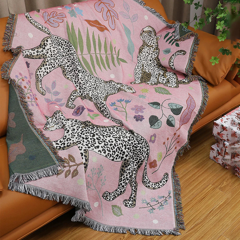 Leopard Jacquard Knit Throw