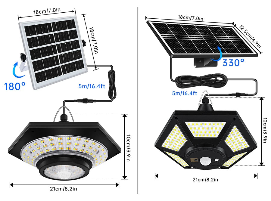 Solar Shed Light Solar Pendant Light Indoor Outdoor 228/180 LED 1000LM