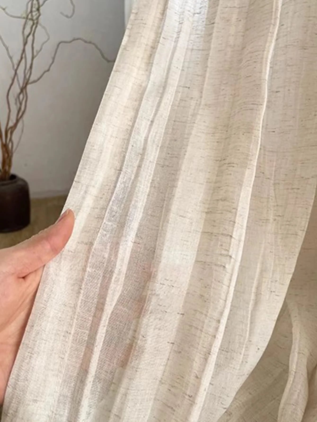 Japanese Folk Quiet Style Wrinkled Linen Texture Balcony Bedroom Screen