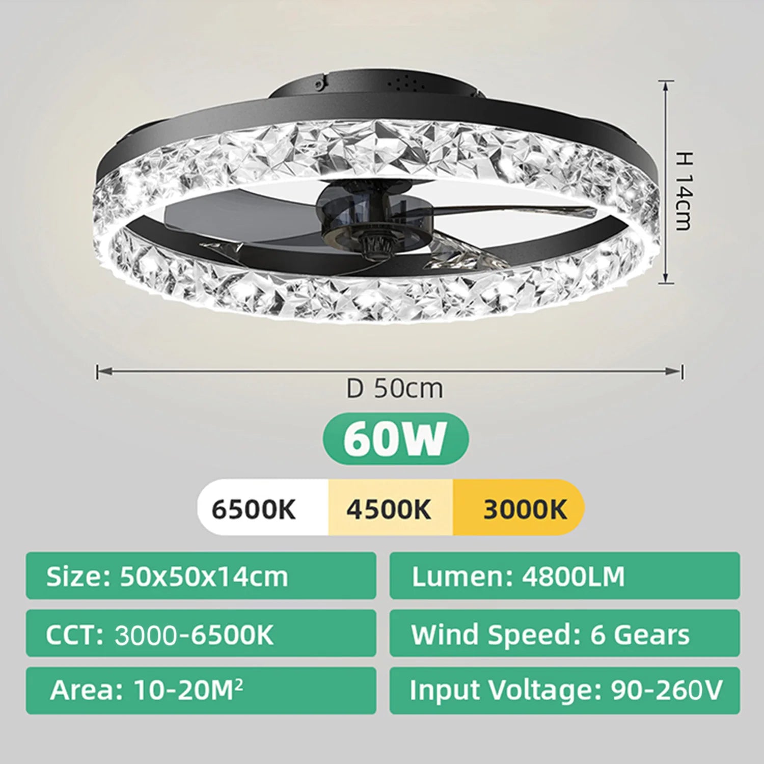 Silent Dimmable LED Ceiling Fan