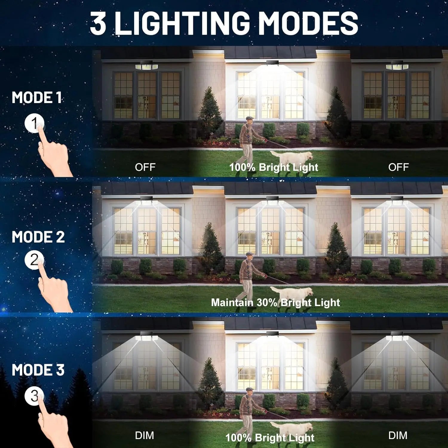 Solar Motion Sensor 3-Head Light