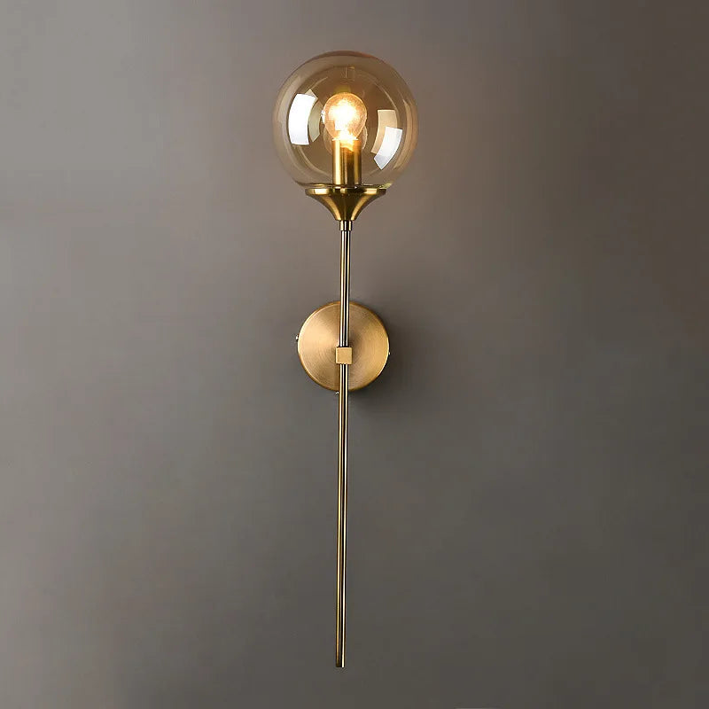 Glass Ball Wall Sconce with Brass Arm