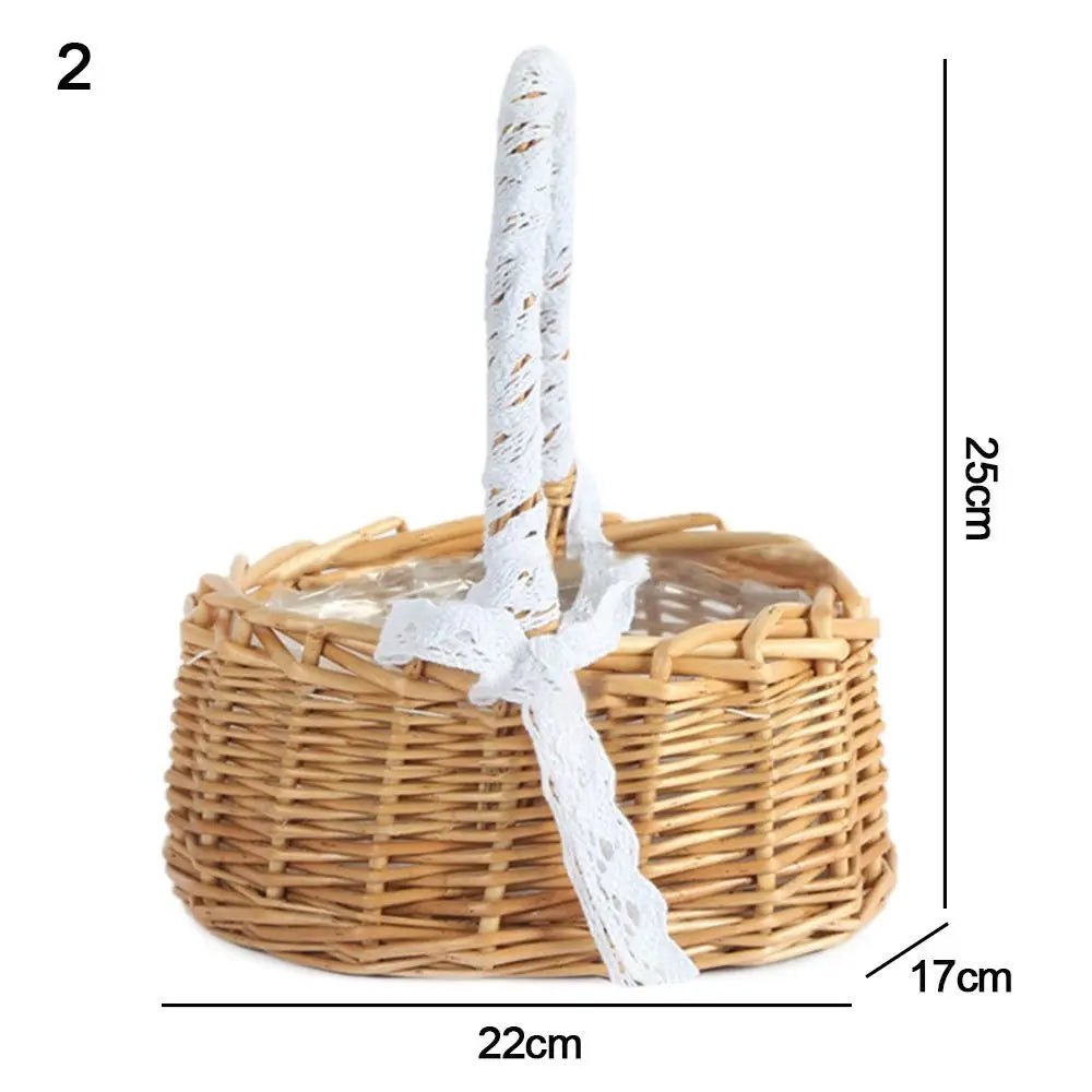 Half Moon Woven Wicker Basket with Handle