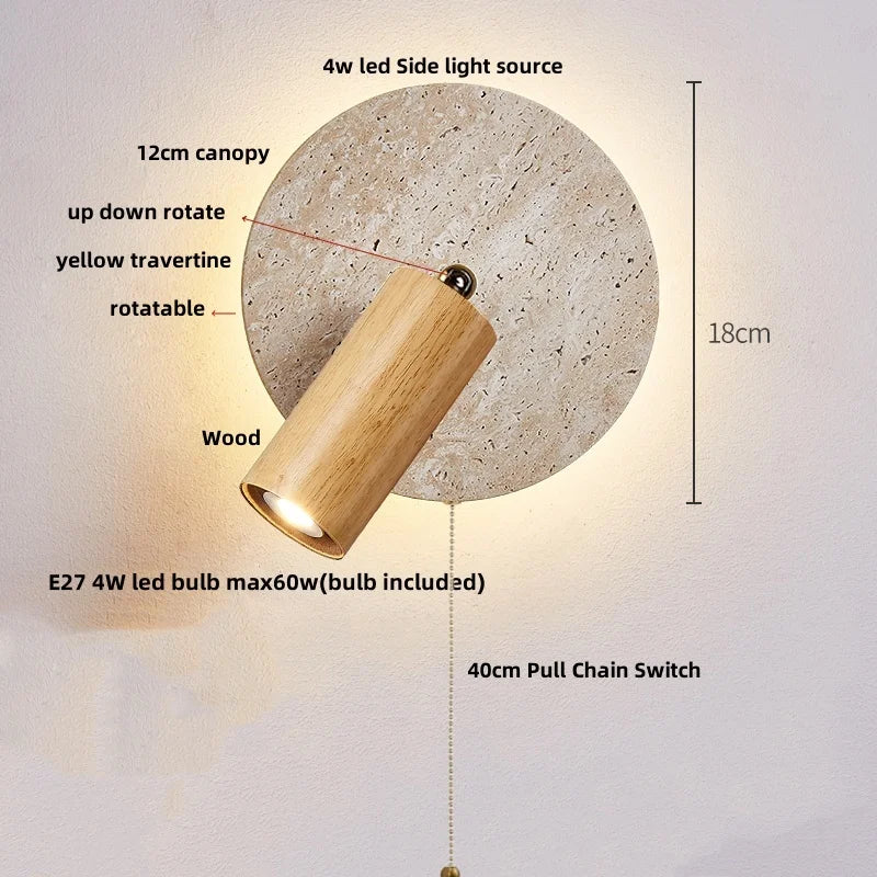 Wood Pull Chain Wall Sconce