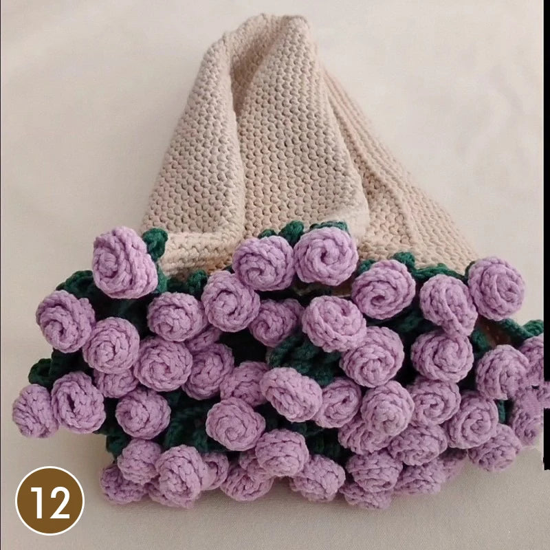 Crocheted Rose Bouquet Blanket Hand Knitted Flower Throw