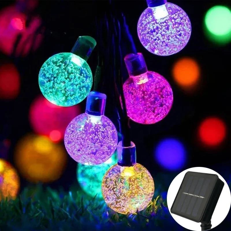 Solar Crystal Globe LED String Lights 60 LED 8 Lighting Modes IP65 Fairy Light Christmas Garland For Garden Party Decor