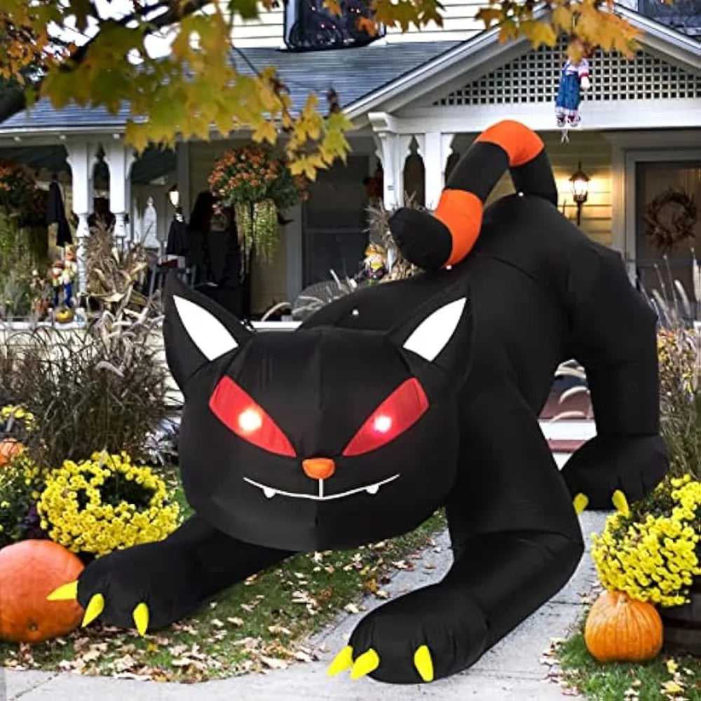 Inflatable Black Cat with LED Lights
