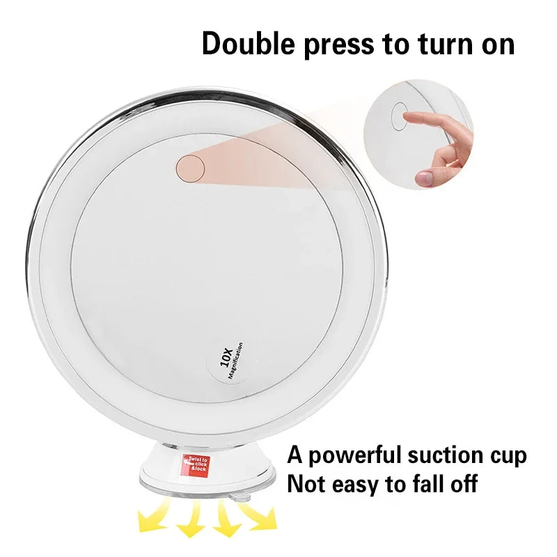 10X Magnifying LED Makeup Mirror with Flexible Gooseneck
