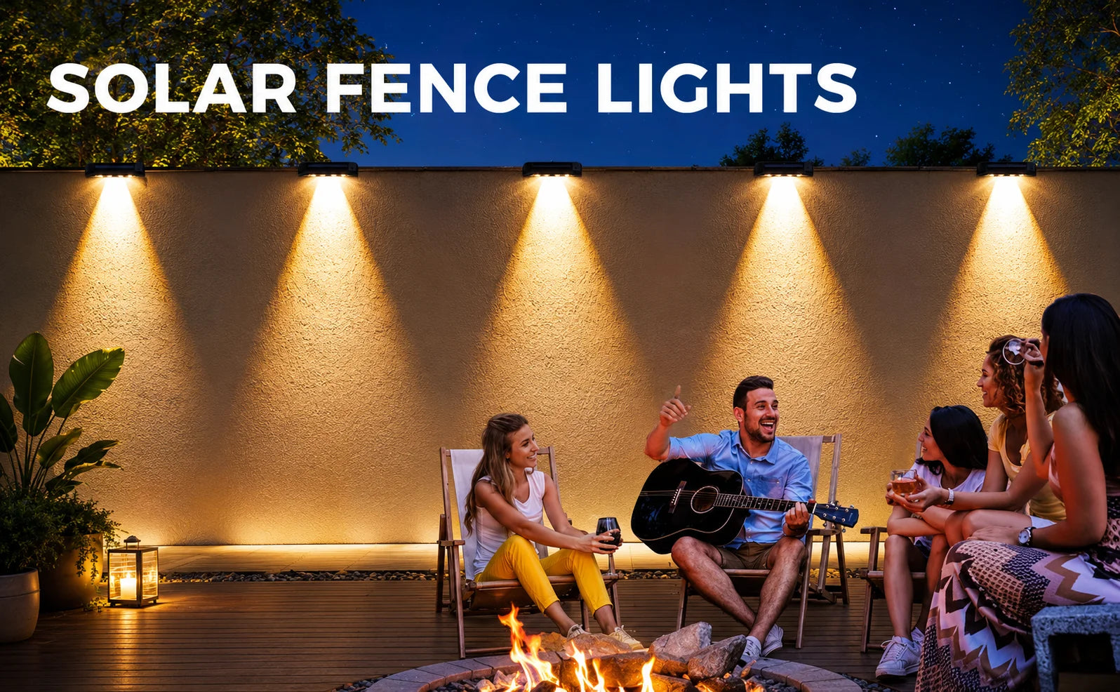 Solar LED Fence Lights 2 Pack