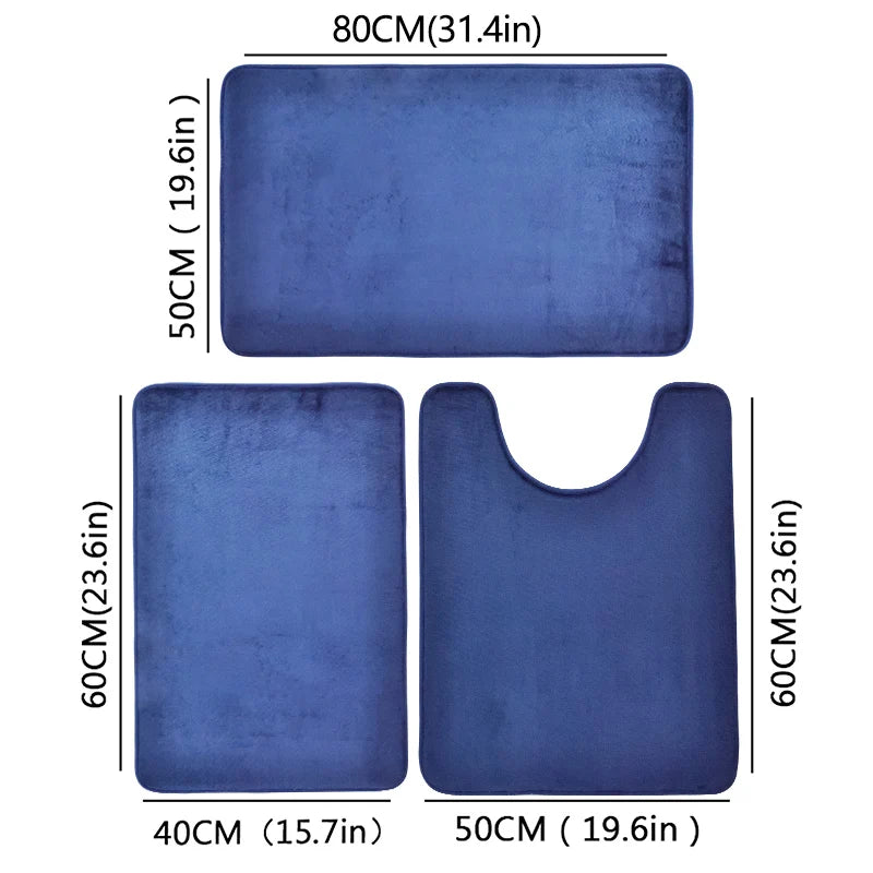 Three Piece Toilet, Bath Floor Mat, Shower Mat, Bath Absorbent Mat, Non