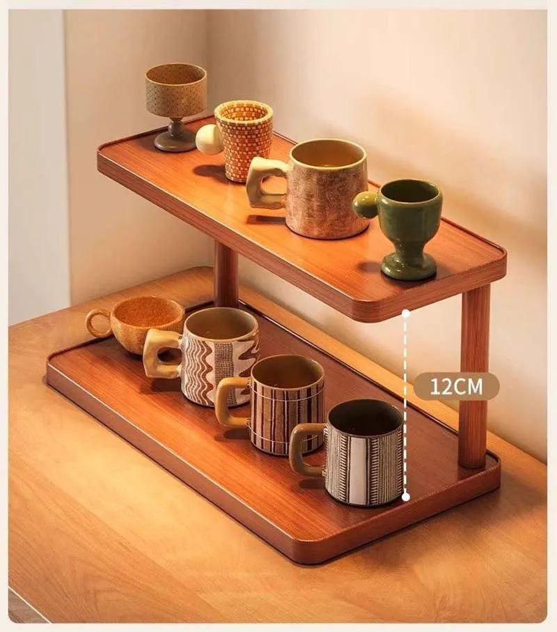 Wooden Tea Room Storage Rack