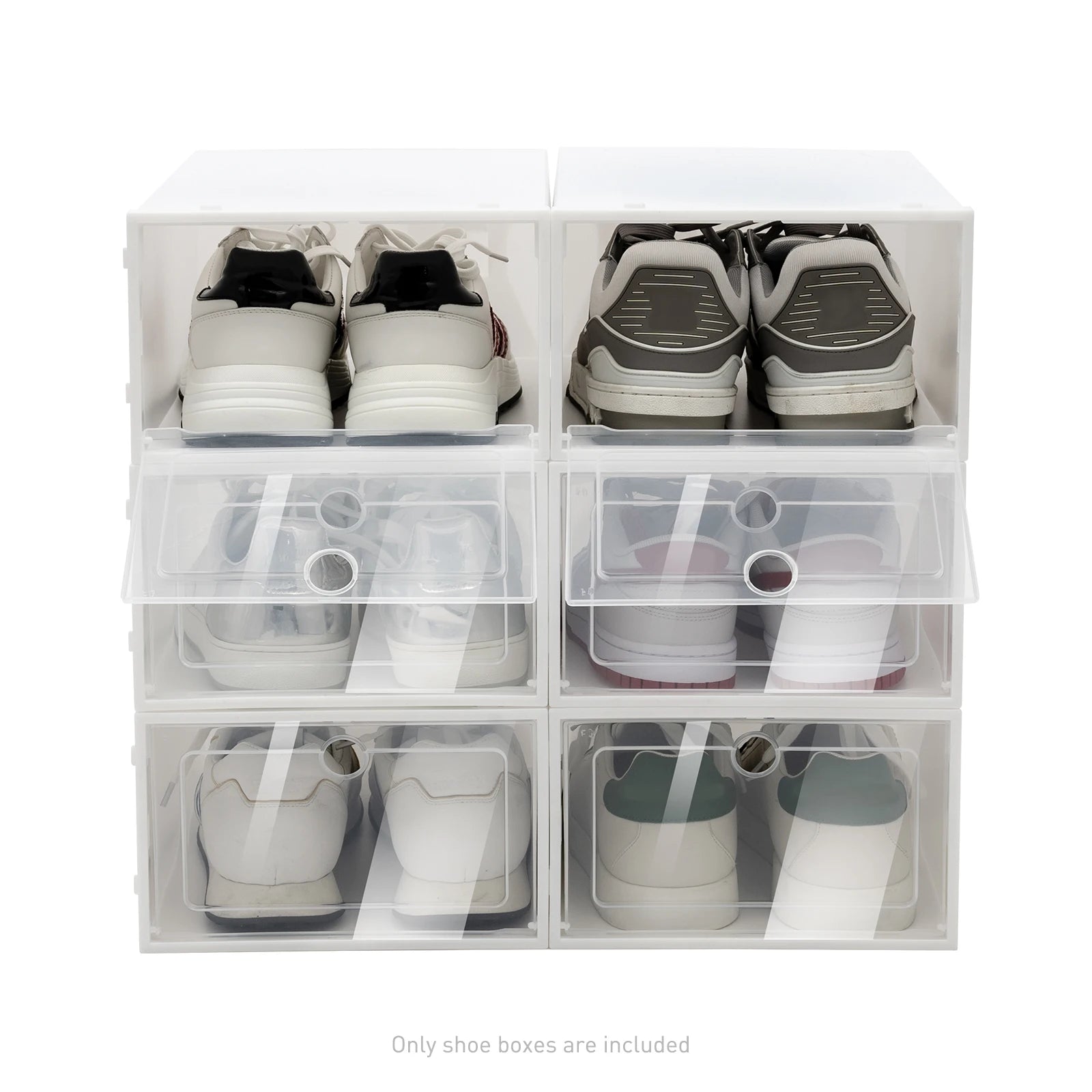 20PCS/24PCS Foldable Flip Shoe Boxes Set Shoe Rack Stackable Storage Container Plastic Clear Shoe Case Home Organizer 33*23*14cm