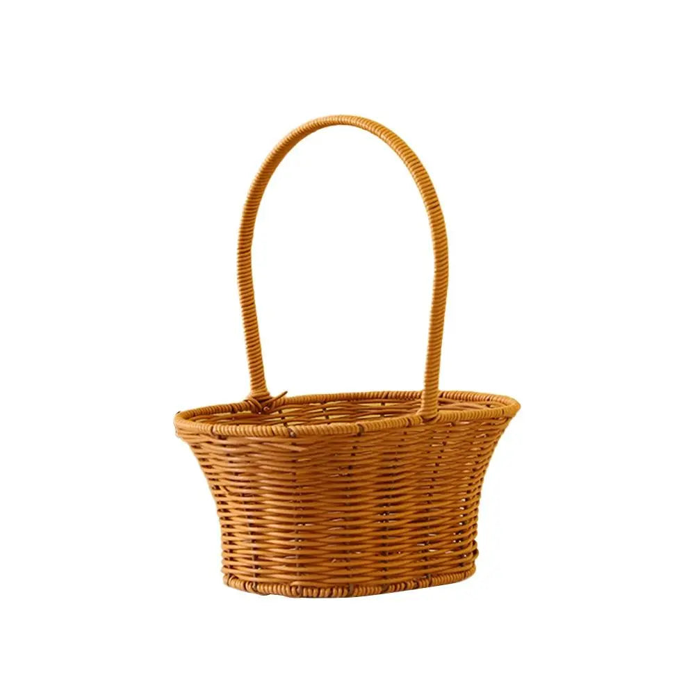 Woven Rattan Storage Basket with Handle