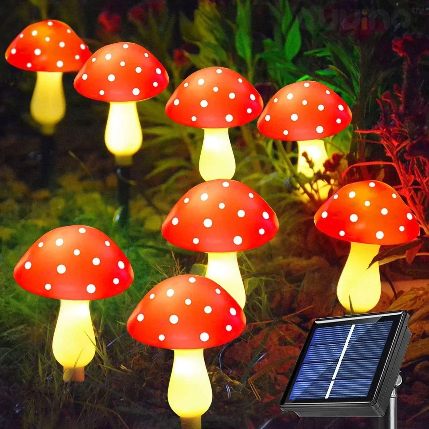 Solar Mushroom Fairy Lights, Waterproof Garden Decor