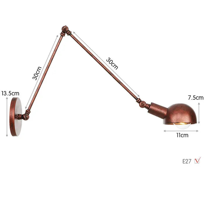 Loft Industrial adjustable long swing arm Wall lamp Fixture Vintage
