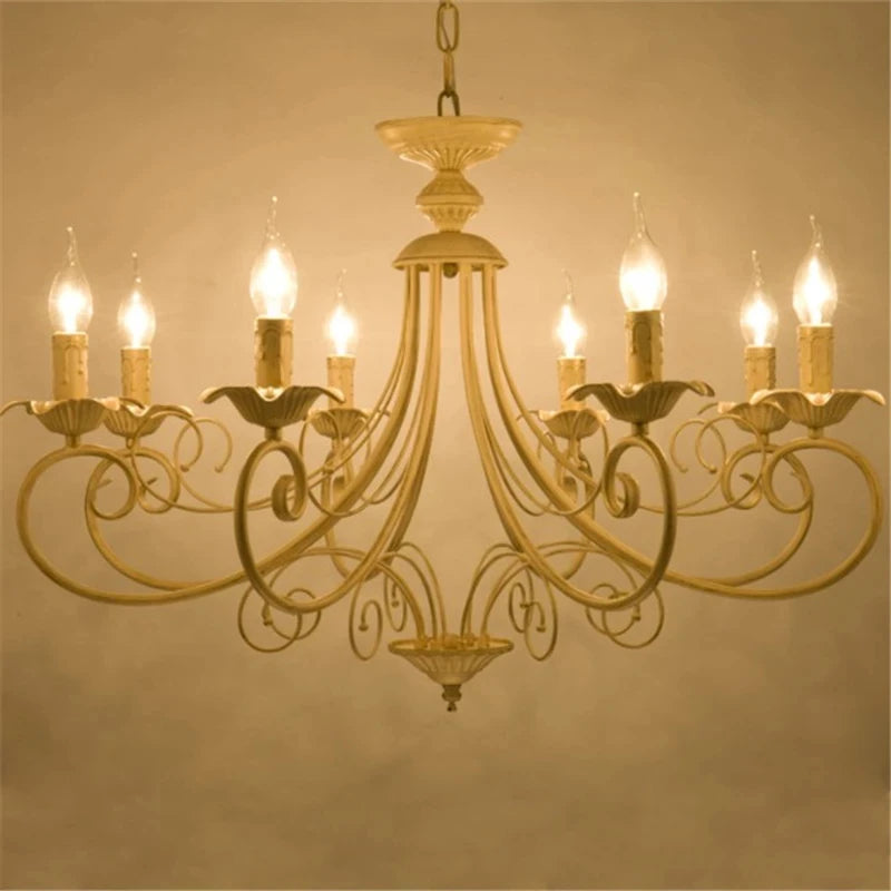 Classic Europe Wrought Iron Chandeliers E14 Candle Light Vintage Black