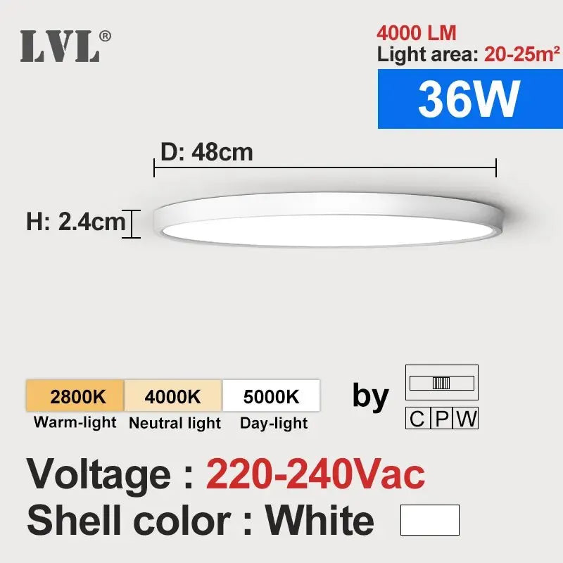 Wood Grain 3 Color LED Flush Ceiling Light