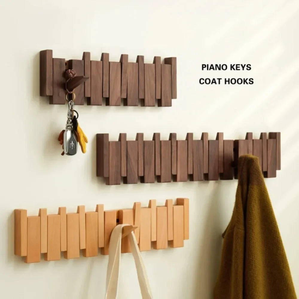 Wooden Wall Coat Rack with 8 Hooks