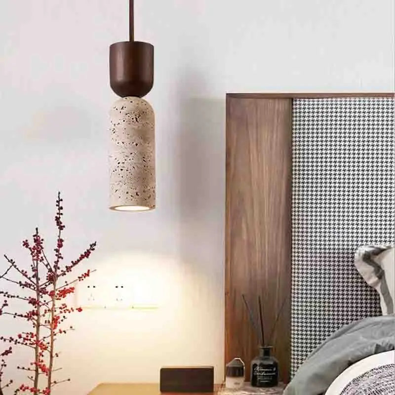 Cream Stone Tube Pendant Light