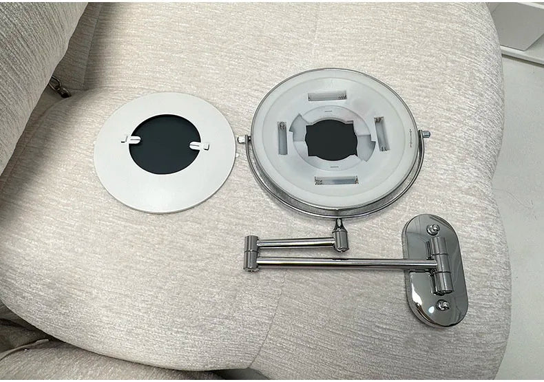 Wall Mounted Folding Makeup Mirror, Double Sided with Fill Light