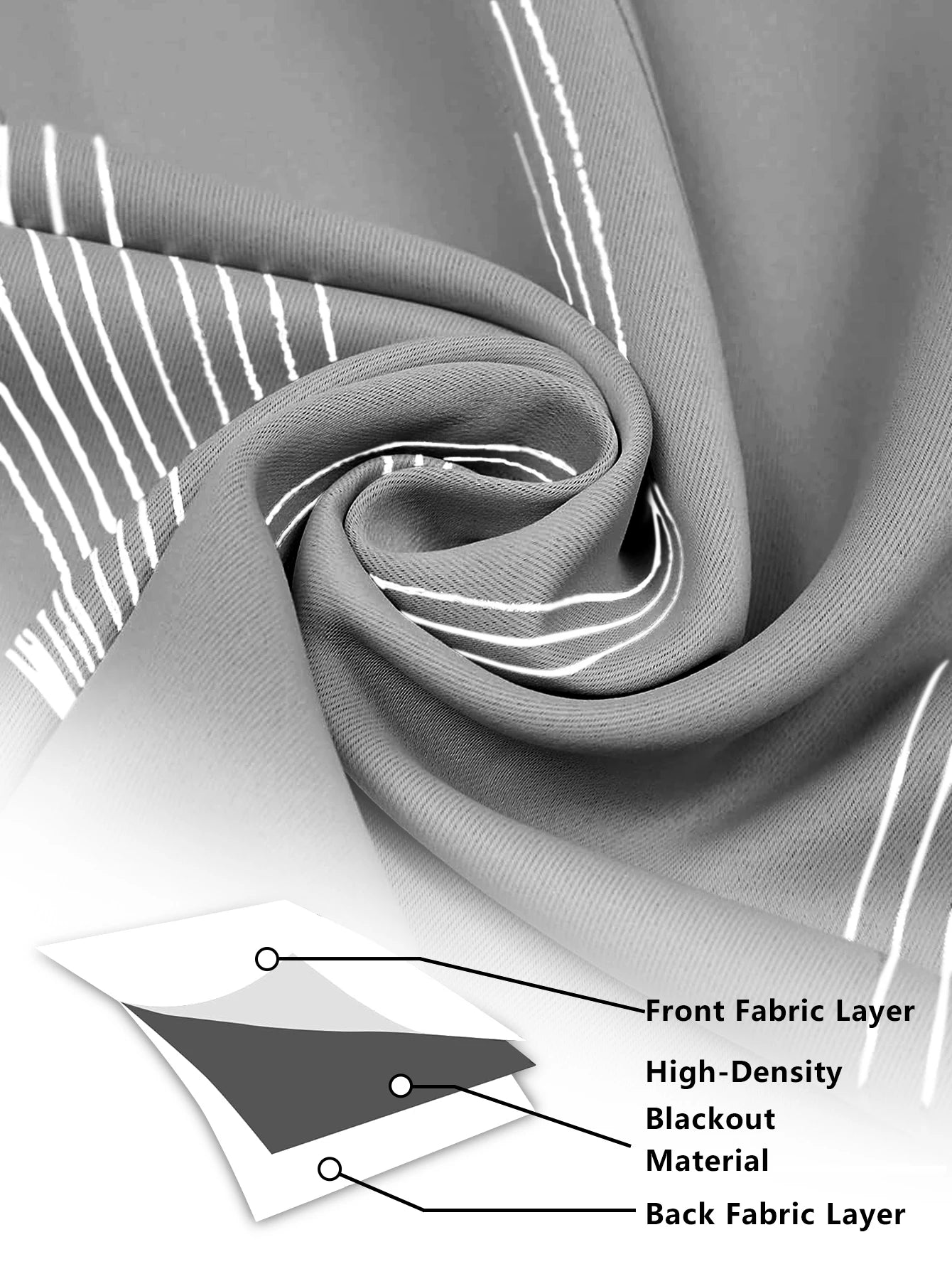 1pc High Precision Silver Embossed Wave Pattern Blackout Curtains