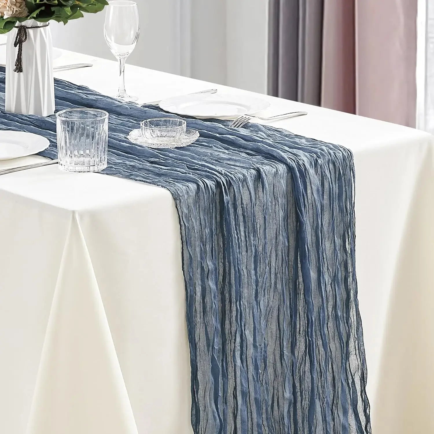CheeseCloth Table Runner, 40x270cm Boho Gauze Fabric Rustic Sheer