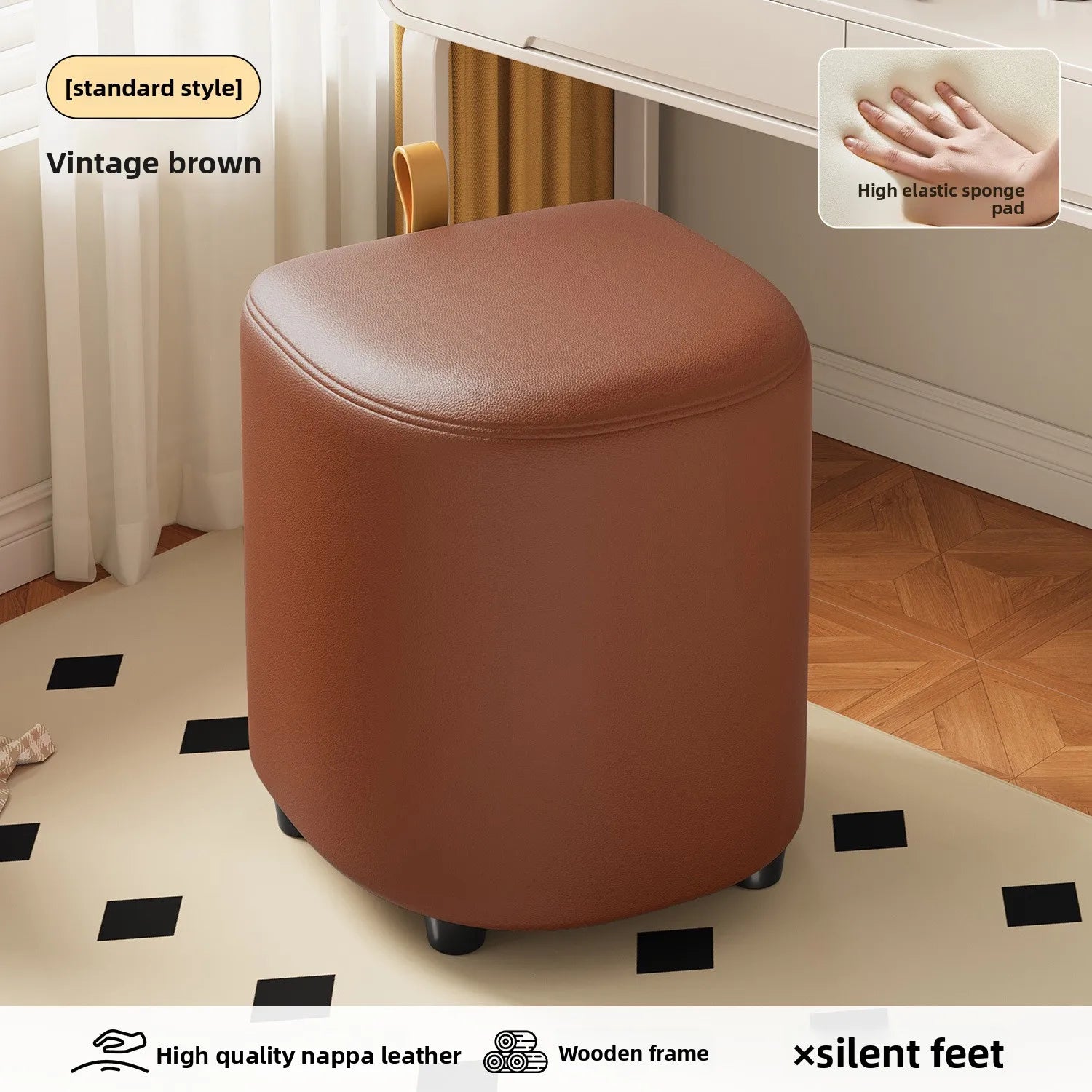 Storage Vanity Stool with Wheels