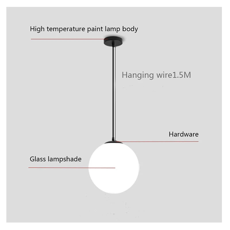 White Glass Ball Pendant Light