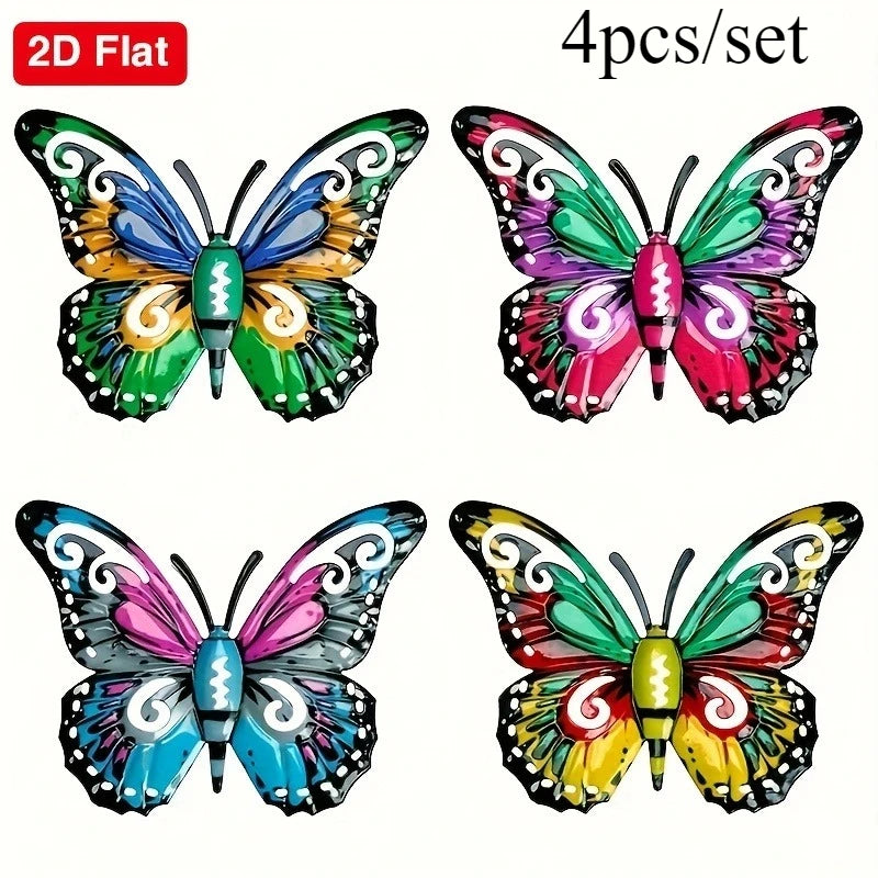 set 2D Metal Butterfly Wall Art Decor for Garden