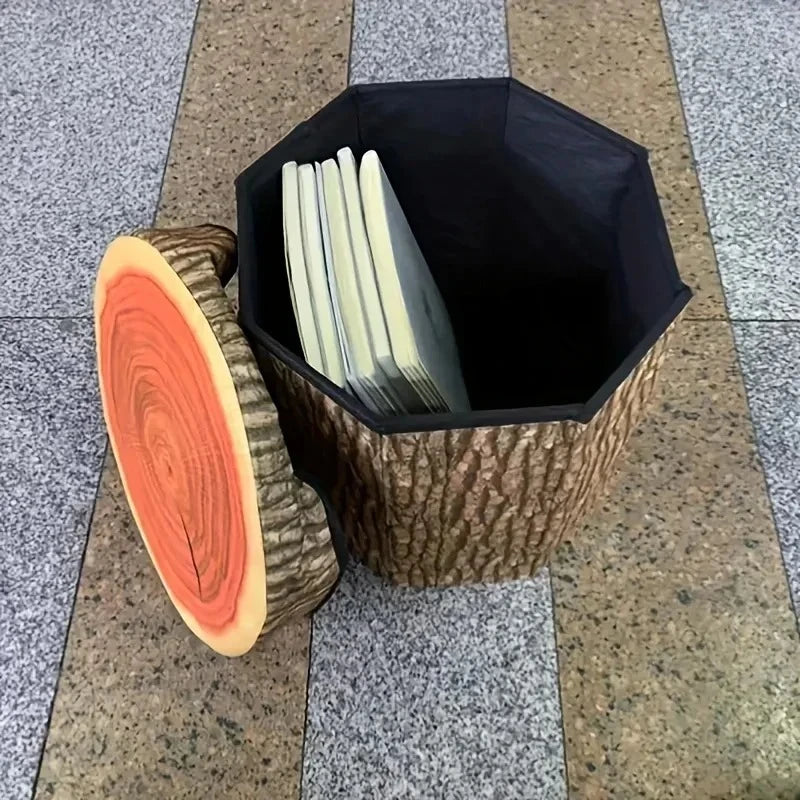 Tree Stump Folding Storage Ottoman