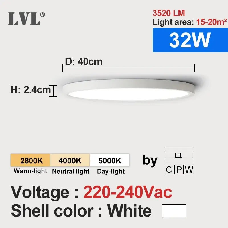 LED Ceiling Light Wood Grain & White 3 in 1 Lighting Colors