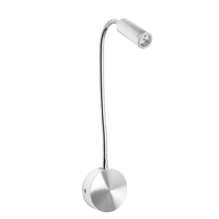 Bronze 3W LED Reading Light Black White Silver Gooseneck Wall Lamp