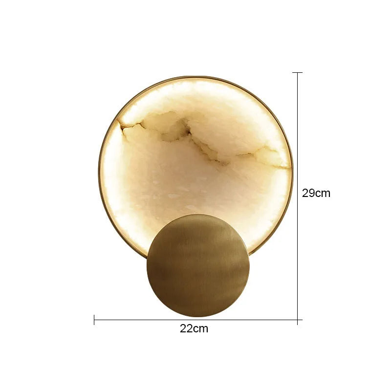 Round Marble and Copper Wall Lamp