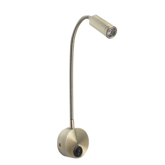 Bronze 3W LED Reading Light Black White Silver Gooseneck Wall Lamp
